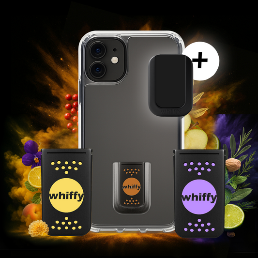 whiffy Fragrance Pack – 3 Premium Duft Pods (Midnight, Sun Waves, Pulse) mit Handyhalterung