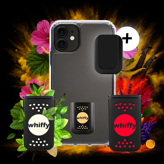 whiffy Frische Pack – 3 Duft Pods (Vanilla Vibes, Lavender Focus, Mint Rush) mit Handyhalterung